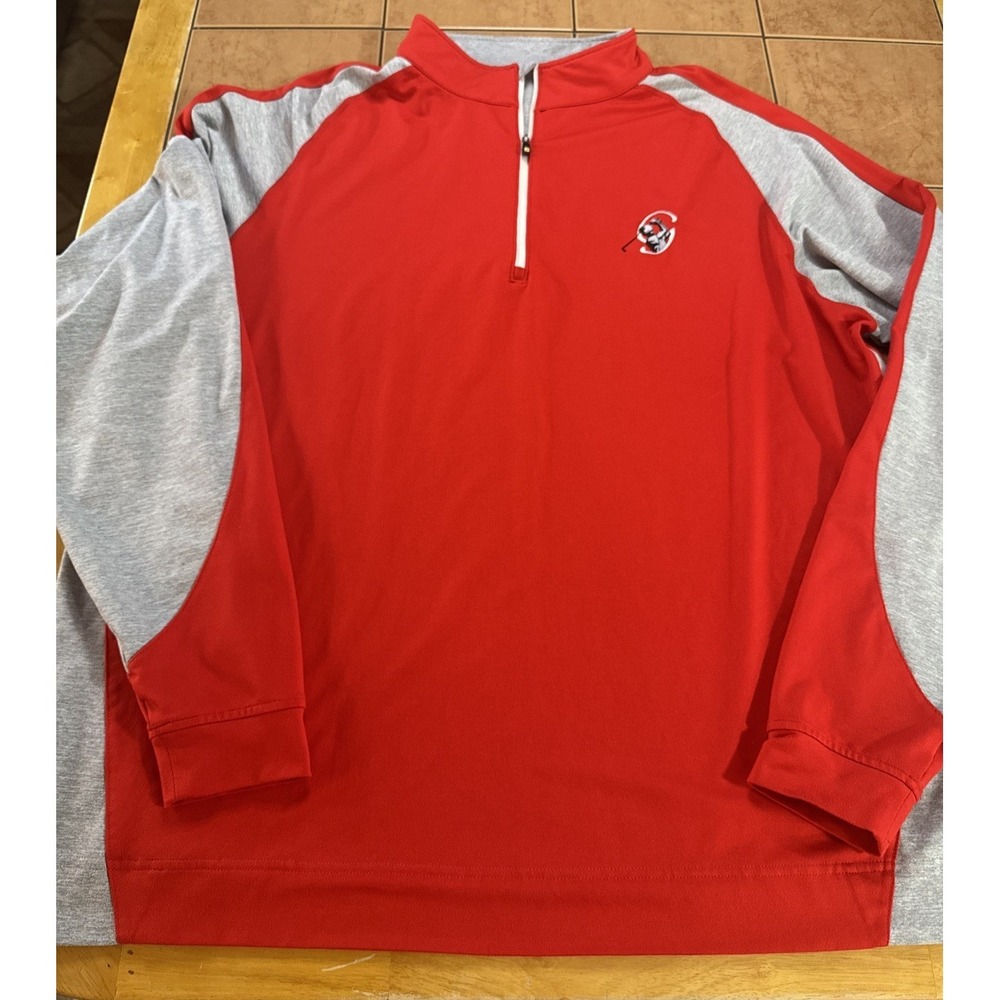 FootJoy Pullover Mens‎ Sz XXL Red Gray Golf Performance 1/4 Zip Jacket Stretch